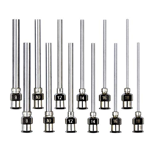 12 Pack Blunt Tip Dispensing Needles Set, Luer Lock 8G-18G