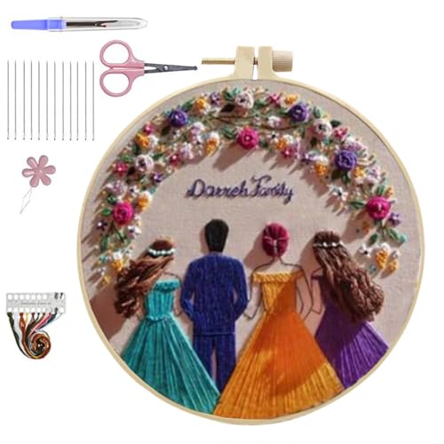Wedding Photos Embroidery Starter Kit, Valentine's Day Gifts，DIY Needle Punch Kit, Punch Needle Kits for Beginners,Include Pre-Printed Fabric,Tools,Embroidery Hoop,Threads. (Wedding Photo No..1) - color: Wedding Photo No..1