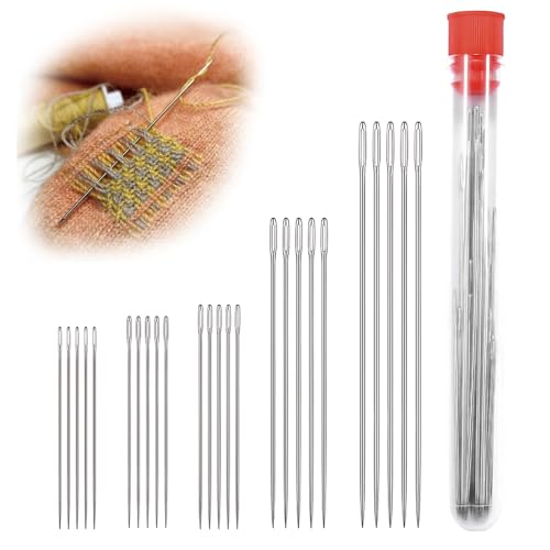 Large Eye Sewing Needles,5 Size Sewing Sharp Needles for Handsewing,Leather Embroidery Thread Needle, Stainless Steel Yarn Knitting Needle with a Bottle - style: 26pcs