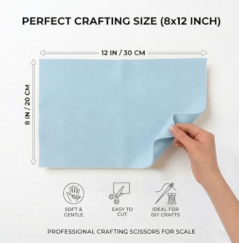 Soft Light Blue Felt Fabric Sheets for Craft 8 x 12 Inch 20 Pcs 1.6mm Thick - color: Light Blue