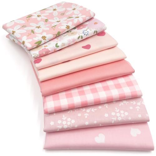 Aubliss 8pcs Fat Quarter Fabric Bundles (100% Cotton - 20'' x 20'') - color: Sweet Pink