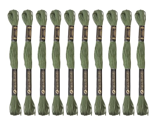 12 Skeins Embroidery Cotton Floss of 8.75yds for DIY Embroidery, Dark Green - color: Dark Green