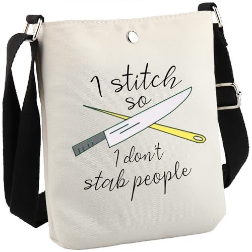 GJTIM Needleworker Gift Cross Stitch Project Bag I Stitch So I Don’t Stab People Sewing Project Bag for Cross Stitch Lover (Stab People CB) - color: Stab People CB