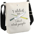 GJTIM Needleworker Gift Cross Stitch Project Bag I Stitch So I Don’t Stab People Sewing Project Bag for Cross Stitch Lover (Stab People CB) - color: Stab People CB