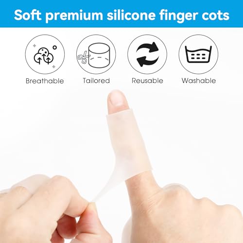 salbsever 20 Pcs Finger Sleeves Protectors Silicone Finger Sleeve Gel Finger Sleeve Protectors Finger Covers Cushions and Protects Rubber Finger Shields Provide Relief forCracked Finger