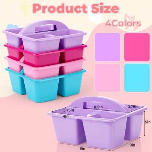 Kathfly 12 Pack Classroom Caddy Organizer with Handle Bulk, Purple Pink - color: Purple Pink