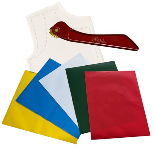 5 Sheets 5 Color Tracing Paper for Sewing Carbon Paper with Tracing Wheel Fabric tracing Paper for Tailor Sewing Sewing Cross Crafts 9 x 11" Transfer Sheets Fabric, Wood, Leather