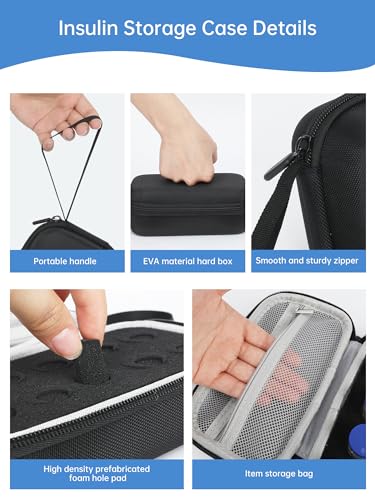 KNOCKO Peptide Case for Fridge -15 Slots Insulin & Peptide Vials Storage Case for 3ml/5ml/10ml Vials, Space for Alcohol Wipes, Needles & Syringes, Portable Peptide Vial Storage Holder (Black) - size: 3ml/5ml/10ml - 15slot