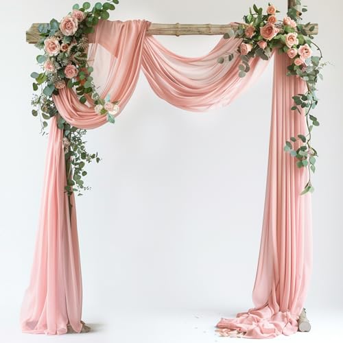 Wedding Arch Draping Fabric 1 Panel Blush Sheer Backdrop Drapes - color: Blush, size: 1 Panel