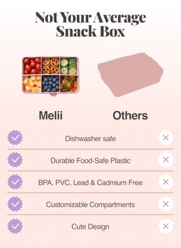 melii Snackle Box | 6-Compartment Divided Snack Container, BPA-Free Food Storage with Removable Dividers for School, Travel & On-the-Go Snacking (Rainbow) - color: Rainbow