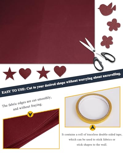 Burgundy Felt Fabric 72" x 18", Large Stiff Craft Felt Sheet by The Yard - color: Burgundy, size: 72" X 18" (0.5 Yard)