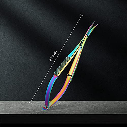 Hicarer 1 Pcs 4.7" Curved Eyebrow Embroidery Sewing Scissors, Multicolor - color: Multicolor