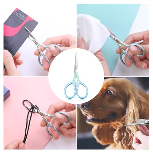 Small facial hair scissors, stainless steel Straight Tip,blue - color: Blue