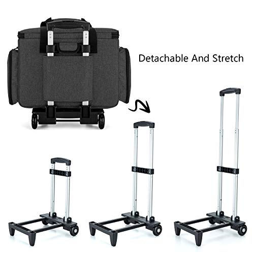 LUXJA Sewing Machine Case with Detachable Dolly, Black - color: Black, style: Sewing Machine Trolley