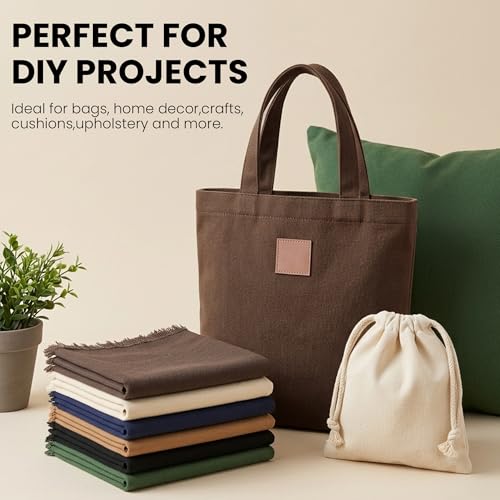 Wildarms 100% Cotton Canvas Fabric by The Yard - 59" Wide 12oz Medium-Heavy Duck Canvas for Sewing DIY, Tote Bags, Upholstery & Embroidery (Brown, 2 Yard pre Cut) - color: Brown, size: 2 yard pre cut
