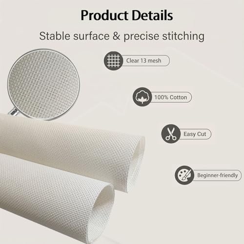 2 Pack Needlepoint Canvas 13 Mesh - 20x18 Inch Embroidery Canvas