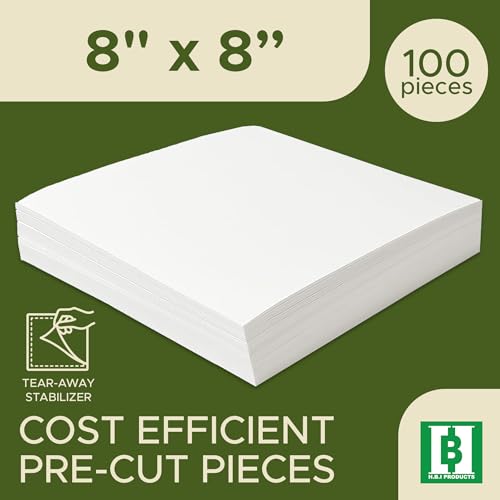HBI Tear Away Embroidery Stabilizer Sheets, 8 x 8 in, 100 Pack - size: 8"x8" 100 Sheets
