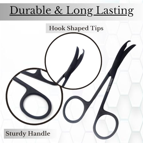 Small Scissors all Purpose, Sharp Mini Detail Craft Shears with Precision Angled One Hook Tip Design, Ideal for Thread Cutting, Sewing, Knitting, Embroidery, Stainless Steel Snips (Black - 3.5") - color: Black - 3.5"