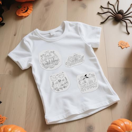 Rngmsi Water Soluble Embroidery Patterns - 4 Sheets Halloween Stick and Stitch Embroidery Designs, Spooky Pumpkin Ghost Skull Bat Theme Wash Away Transfer Paper Stabilizers for Hand Sewing - color: Halloween Spooky Pumpkin