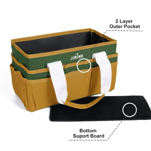JJRING Craft Organizer Tote Bag Art Storage Caddy Deep Green and Yellow - color: Deep Green&Yellow, size: Small