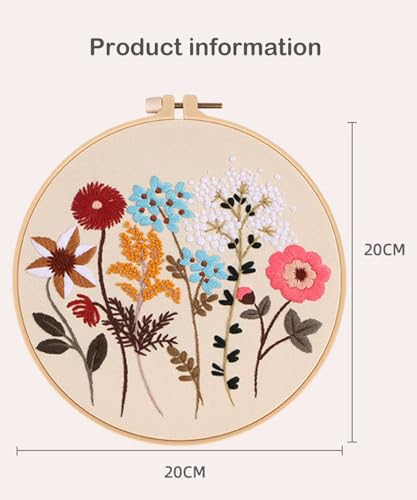 ELTONGUU 3 Sets Embroidery Kit for Beginners Adult Needlepoint Kits Tools - color: 3 Flowers