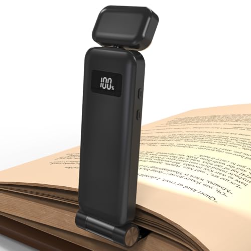 KTEBO Rechargeable Book Light with Clip & Battery Indicator, 9 Luminescence Modes, USB-C Portable 1.6 oz Ultralight Lamp for Night Reading in Bed, Readers - Black - color: Black