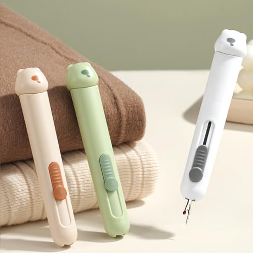 3 in 1 Automatic Needle Threader & Seam Ripper Tool with Storage, Brown - color: 1PCS-Brown