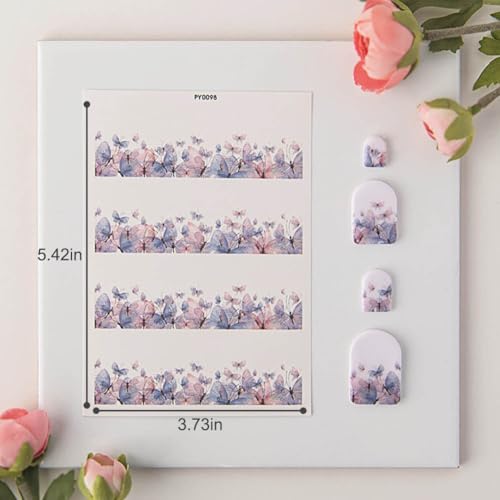 KABAKE Polymer Clay Transfer Paper 4 PCS Colorful Flowers Water Soluble Transfer Sheet for Earrings Jewelry Making - color: Watercolor Butterfly