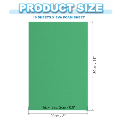 PATIKIL EVA Foam Sheet 10Pcs 12x8 Inch 2mm Thick Light Green - color: Light Green