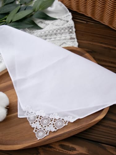 6 Pack of Ladies Embroidery Cotton Handkerchiefs Lace Wedding Hankies - color: Zw-l02 Caomei
