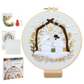 Christian Nativity Embroidery Kit for Beginners Adults Easy Embroidery Starter Kit Nativity Patterns Cross Stitch Kits Full Embroiderys Hoop Kits Needlepoint Kits with Instruction Needles and Thread - color: Christian Nativity