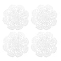 uxcell Fabric Coasters, 4pcs 5" - Cotton Woven Crochet Doilies, Lace Embroidery Cup Mat with Floral Pattern for Wedding Party Decoration (White)