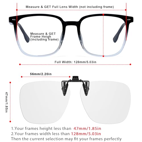 Trysee Clip On Blue Light Blocking Glasses for Eyes Strain/Light Sensitive/Better Sleep Flip-Up TS103