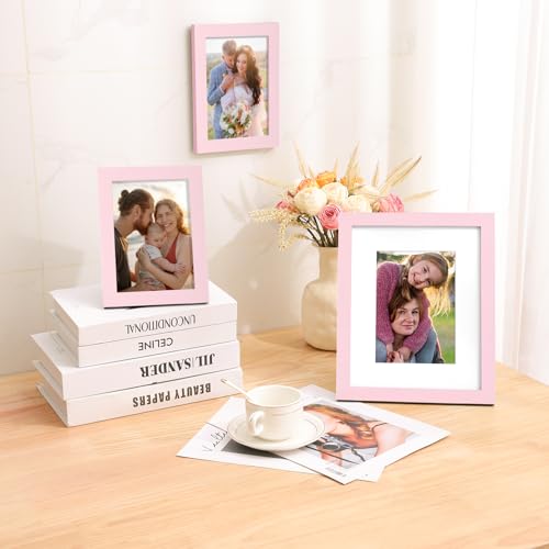 decorUhome 8x10 Picture Frame Fits 5x7 Photos with Mat, Pink - color: Pink, size: 8x10