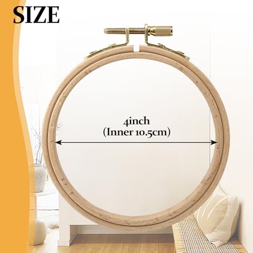 Opfiue 2 Pack 4 Inch Beech Wood Embroidery Hoop, Round - style: 4 Inch