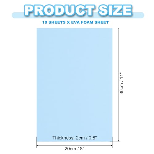 PATIKIL EVA Foam Sheet 10Pcs 12x8 Inch 2mm Thick Light Blue - color: Light Blue