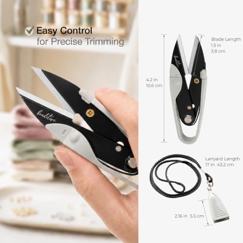 Beaditive Premium Thread Snips - Thread, Yarn, Embroidery Snipper for Sewing, Quilting, Knitting, Jewelry Making - High-Carbon Steel Blades with Protective Cap and Lanyard (Warm Grey) - color: Warm Grey