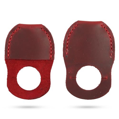 Toprank Leather Thumb Guard for Wood Carving - Premium Full Grain Leather Finger Protector, Handmade Carpenter Carving Kit Accessory (Red) - color: Red