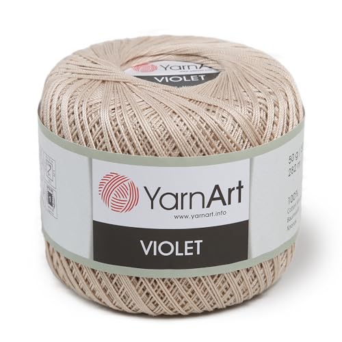 Yarn Art 1 Skein YarnArt Violet,100 Mercerized Cotton Yarn Threads Crochet Lace Hand Knitting Yarn Embroidery Arts Crafts (Beige 4660) - color: 4660