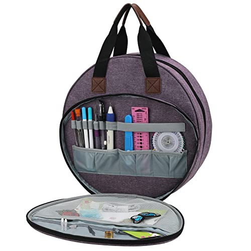Multifunctional Embroidery Supplies Storage Tote Bag, Large-Capacity Embroidery Project Storage Bag - color: Purple Circle