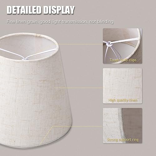 Small Lamp Shade Clip on Bulb for Candelabra Bulbs, Mini Lampshades for Chandeliers, Home Decor Barrel Beige Fabric Linen Lampshade for Table Chandelier Wall Lamp Ceiling Lamps 4x6x5 Inch (2, BEIGE) - color: BEIGE