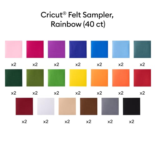 Cricut® Felt Sheets, Rainbow Sampler – 12 in x 12 in (40 ct)