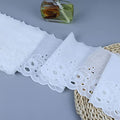 Eyelet Lace Trim 4.8 Yards 6 Inch Wide White Cotton Lace Ribbon Embroidery Ruffle Craft Lace for Sewing, Baby Clothes, Pets Clothes - color: 1#