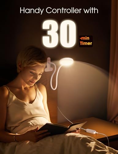 LiFMIRA Bed Lamp Clip on Light 8W 66 LED Reading Light for Bed White - color: White