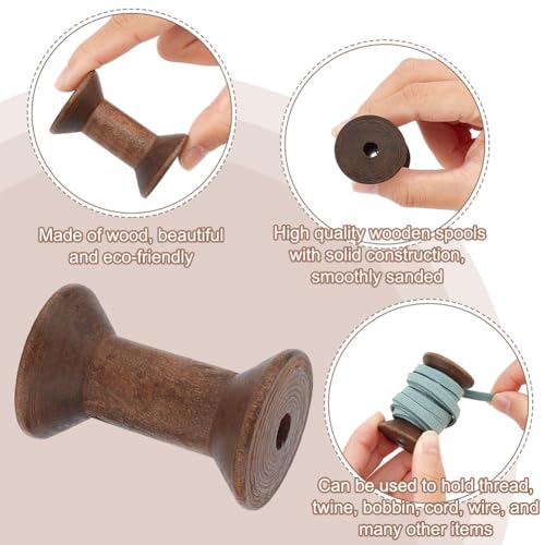BENECREAT 30Pcs 3 Sizes Antique Wooden Empty Spools, Empty Thread Spools Wooden Ribbon Spools Bobbins for Wire Weaving Arts DIY Wood Projects, 10pcs/Size - color: 3 Colors