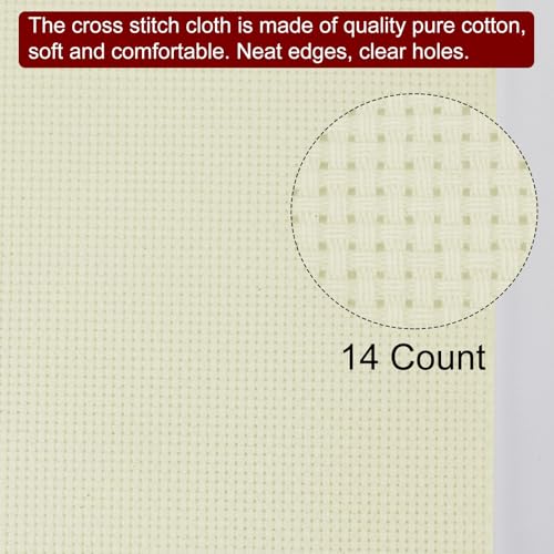 HARFINGTON 11 Count Cross Stitch Cloth Fabric 20 by 28 in Cream - color: Cream, size: 11 Count