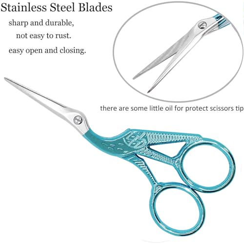 BIHRTC 4.5" Knitting Scissors, Stainless Steel with Leather Pouch for Craft - color: Light Blue, size: 4.5inch