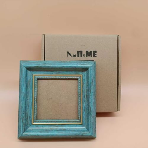 4x4 Photo Frame Blue Picture Frame Desktop Display Mount on The Wall.Plexiglass Panel (not Glass).Tips: Please Peel Off The Panel's Protective Film,Words on the Film Affect the Use