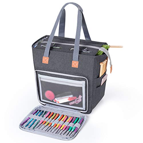 LUXJA Knitting Yarn Storage Tote Bag, Gray - color: Gray, size: Medium
