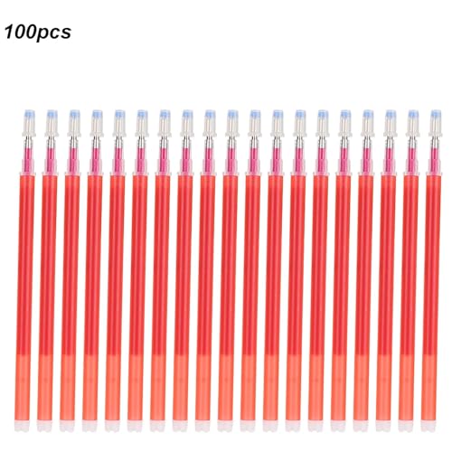 Pssopp Fabric Marker Pen Refills, Heat Erasable Smooth Writing Marking Supplies for Sewing Quilting Red Fabric 100 Pack